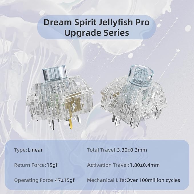 Kailh Box Jellyfish PRO Fully Transparent RGB Linear Mechanical Keyboard（Dream Jellyfish 72pcs）
