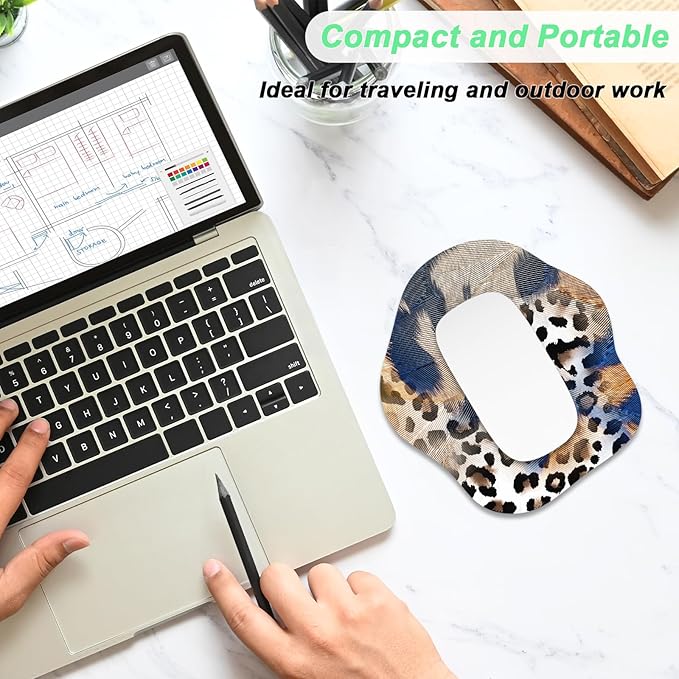 Rimilak Small Mouse Pad 6.5 x 7 Inch, Takes up Wrist and Mouse Space, Waterproof Compact Mini Mouse Mat for Laptop Computer Wireless Mouse Keyboard Home Office Travel,Blue Gold