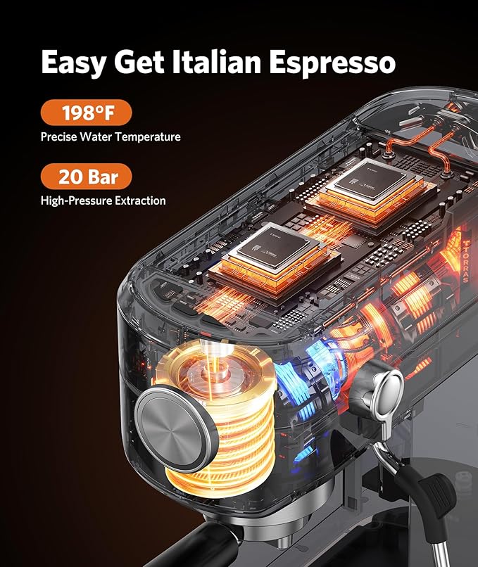 COWSAR Espresso Machine,Expresso Coffee Machines,Espresso Maker with Milk Frother Steam Wand & 40oz Removable Water Tank，Stainless Steel Compact Cappuccino & Latte Machine
