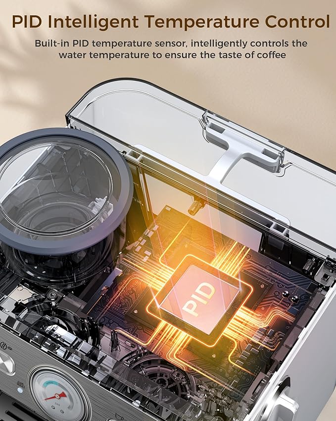 COWSAR 20 Bar Espresso Machine with Grinder & Milk Frother Steam Wand, 58mm Expresso Coffee machines, Commercial Stainless Steel Coffee Maker for Cappuccino and Latte, Perfect for Home Café-Stainless