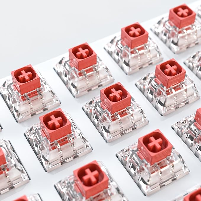 Kailh Box Red Switches for Mechanical Keyboard,3-Pin 45gf Linear/Factory Lubed/Dust&Waterproof Switches(Kailh Box Red,108Pcs)