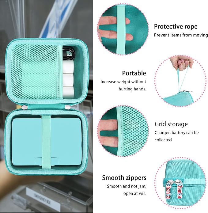 khanka Hard Travel Case Replacement for Phomemo M04S Portable Thermal Printer, Bluetooth Label Printer, Case Only (Teal)