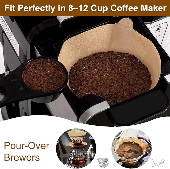 110 Count #4 Cone Coffee Filters and Holder Set, Fits 8-12 Cup, Tear-Resistant Seams, Unbleached