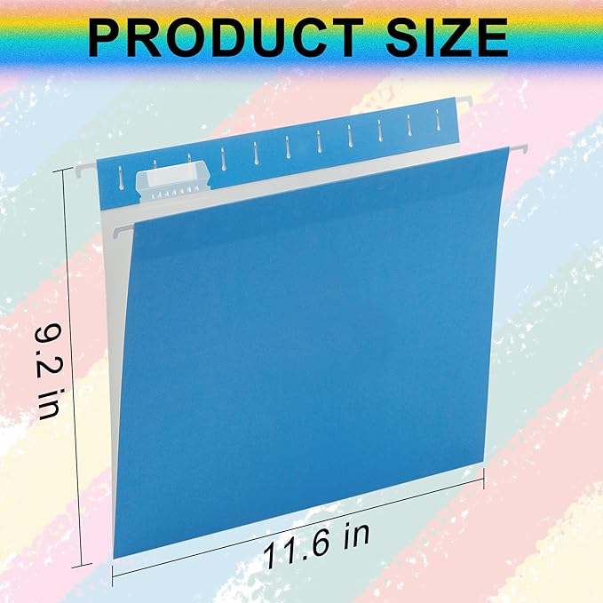 Blue 6 Pack Hanging Colored Folder File Cabinet Organizer Letter Size 1/5 Cut Adjustable Label Decoration Home Office School Classroom