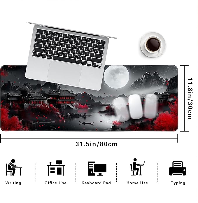 Mouse Pad Desk Mat XL Mouse Pad Gaming Keyboard Mat Office Desk Decor Accessories (Moon Bird)