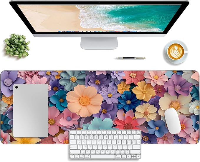 Mouse Pad,Desk Pad, Gaming Mouse Pad,Keyboard Mat Office Desk Decor Accessories (Flowers)
