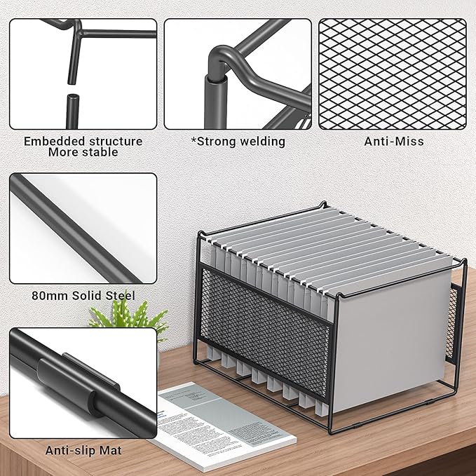 Hanging File Folder Frame for Legal and Letter Size,Hanging File Organizer Holder Rack Hanging Folder Rails for Filing Cabinet Desk Drawer,15.2" L x 12.4" W x 10.5" H,2 Pack