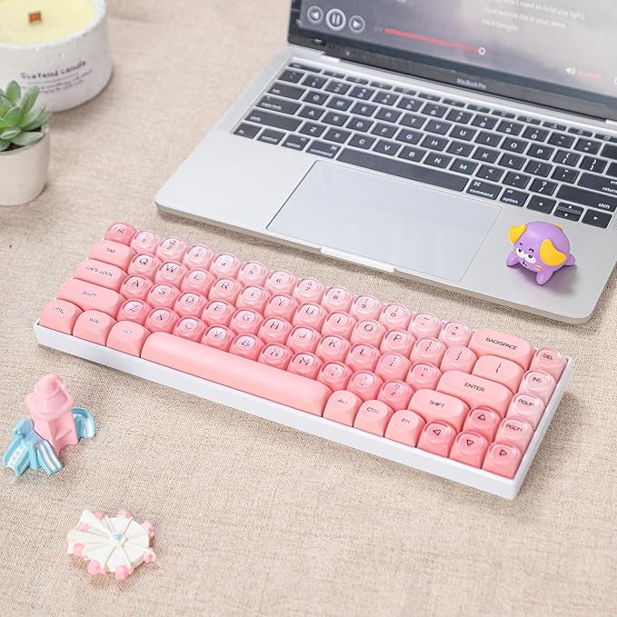 Guffercty kred Jelly Liquid Foundation Keycaps Set 132 PCS,HOA Profile PBT Cute Keycaps 75 Percent Compatible with Cherry MX Switch 60% 65% 75% 100% Mechanical Keyboards (Pink Liquid Foundation)