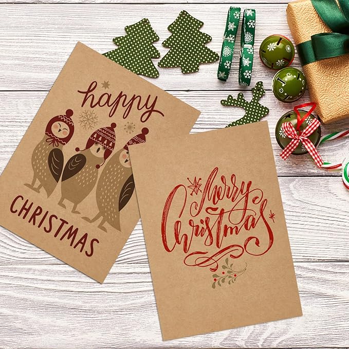 Brown Kraft Cardstock 5x7 Blank Cards, Goefun 100 Pack 80lb Cover Card Stock for Invitations, Business, Greetings, DIY