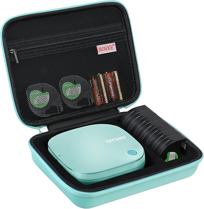 BOVKE Travel Case for LetraTag 200B Bluetooth Label Maker, LetraTag Wireless Compact Label Printer Holder with Extra Space for Letratag Refills Label Tapes and Spare Batteries, Daydream Blue