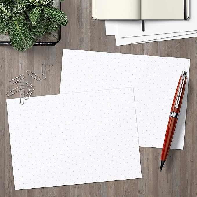 321Done Dot Grid Index Cards, Dot Pattern - Made in USA - Extra Large 5x7 (Set of 50) Dot Bullet 0.20" Double-Sided Planner Journal, Planning Graph Ruled Thick Heavy Duty Cardstock, 1/4 inch, White