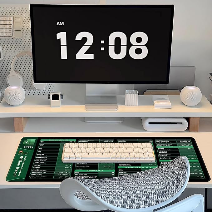 Excel Shortcut Keys Mouse Pad,Desk Mat,Common Software Shortcut Keys Gaming Mouse Pad,Keyboard Mat Office Desk Decor Accessories
