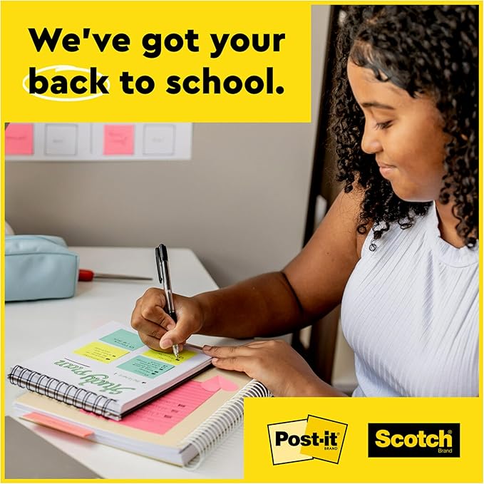 Post-it Super Sticky Lined Notes, Telephone Message, 4 Sticky Note Pads, 4 x 5 in., Ideal for Organization in Your Dorm, Home or Office, Energy Boost Collection