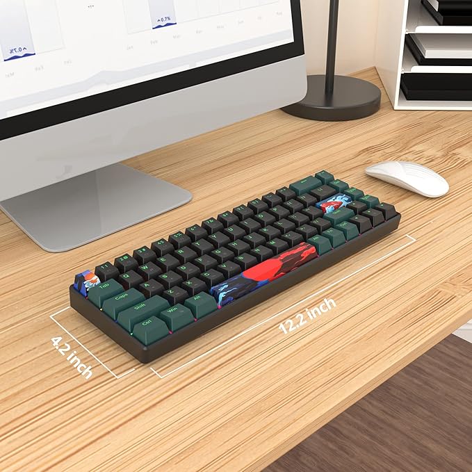 60 Percent Gaming Keyboard Mechanical with Linear Red Switch, 65% Wired Ultra-Compact Mini Keyboard Rainbow with PBT Keycaps for Ps4/Ps5/Xbox(68 Green)