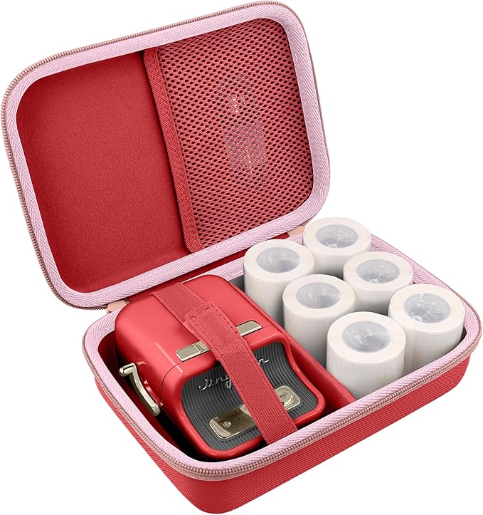 Label Printer Case Compatible with NIIMBOT B21/B21 Pro/B1 Label Maker Thermal Label Printer and 2 inch Label Paper(Red Case)