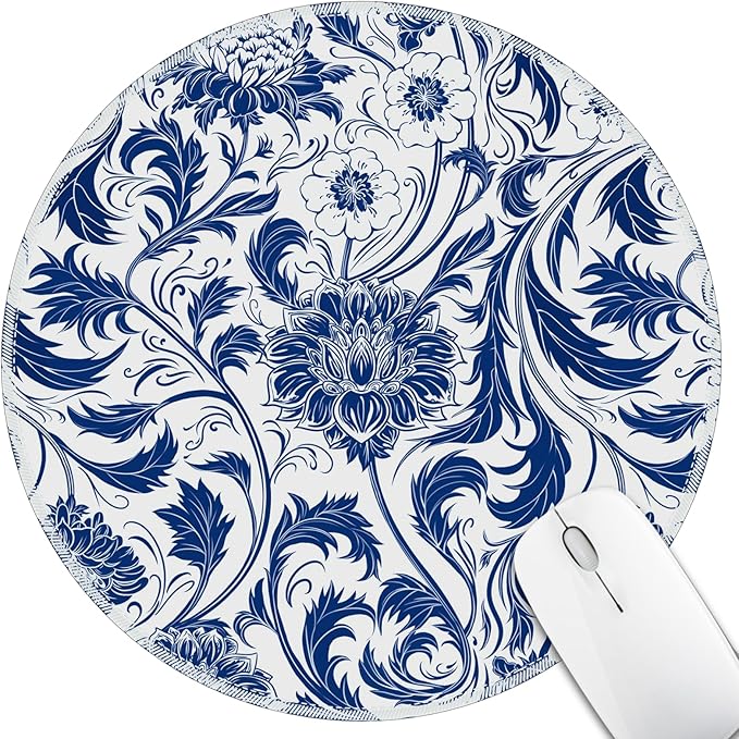 Floral Flower Mouse Pad for Desk, Small Cute Mousepad with Non-Slip Base, Round Mouse Pads for Wireless Mouse Laptop Gaming, Computer Mouse Mat for Office Decor Desk Accessories Supplies