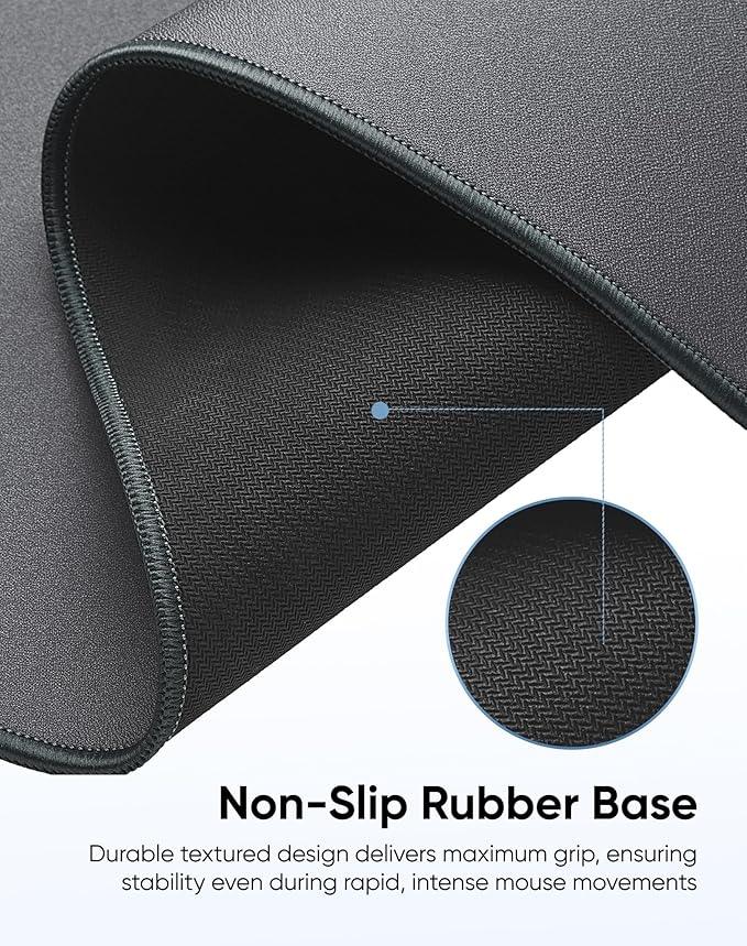 Waterproof Large Gaming Mouse Pad with Durable Stitched Edges, Non-Slip Rubber Base, Grainy Jacquard Mouse Mat Desk Pad for Home Office Gaming, 35.4''x15.7''x0.12'', Matte Gray