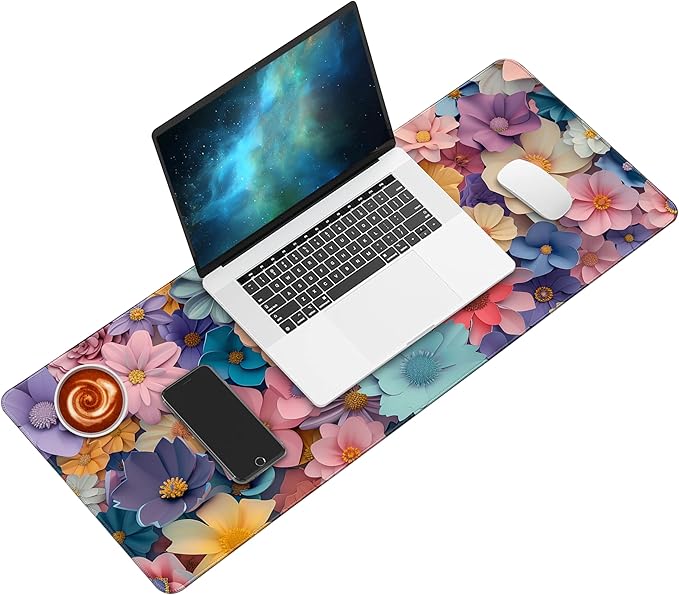 Mouse Pad,Desk Pad, Gaming Mouse Pad,Keyboard Mat Office Desk Decor Accessories (Flowers)