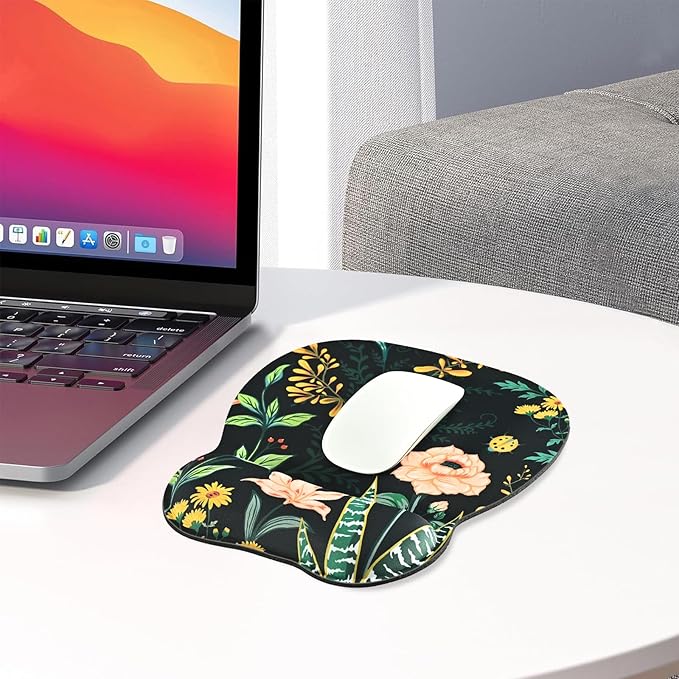 EooCoo Ergonomic Mouse Pad with Wrist Support, Mousepad with Memory Foam Wrist Rest and Non-Slip Base for Computer, Cafe, Home & Office, 9.64 x 8.26 in Office Desk Accessories