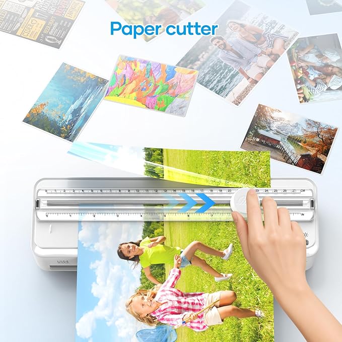 Locamp A4 Laminator Machine with 20 Laminating Sheets, 9 Inch Compact Letter Size Laminator, Cold & Thermal, 80s Fast Warm-up, for Home Office School Use (White)