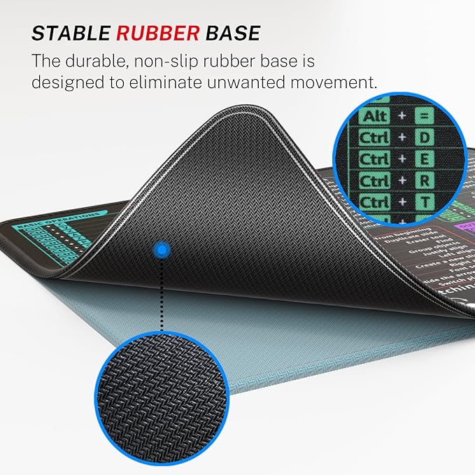 MROCO Mouse Pad [30% Larger] with Anti-Fray Stitched Edges, Premium-Textured Waterproof Surface, Non-Slip Rubber Base, Computer & Gaming Mouse Mat for Laptop, Office & Home, 8.5 x 11 in, Shortcuts