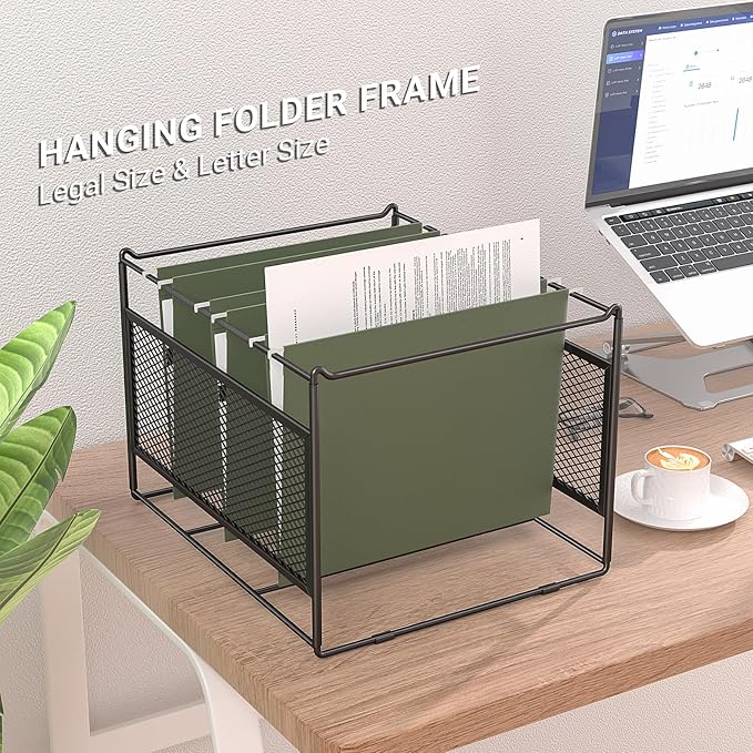 Hanging File Folder Frame for Legal and Letter Size,Hanging File Organizer Holder Rack Hanging Folder Rails for Filing Cabinet Desk Drawer,15.2" L x 12.4" W x 10.5" H,1 Pack