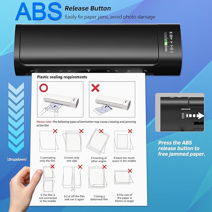 13 Inch Laminator Machine with 30 Laminating Sheets, A3 11-in-1 Hot & Cold Thermal Laminator for Teachers, 60S Fast Warm-Up, 450mm/min, Never-Jam Design Laminate Machine for Home, Office, School