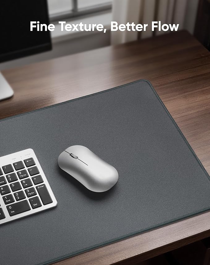 Waterproof Large Gaming Mouse Pad with Durable Stitched Edges, Non-Slip Rubber Base, Grainy Jacquard Mouse Mat Desk Pad for Home Office Gaming, 35.4''x15.7''x0.12'', Matte Gray