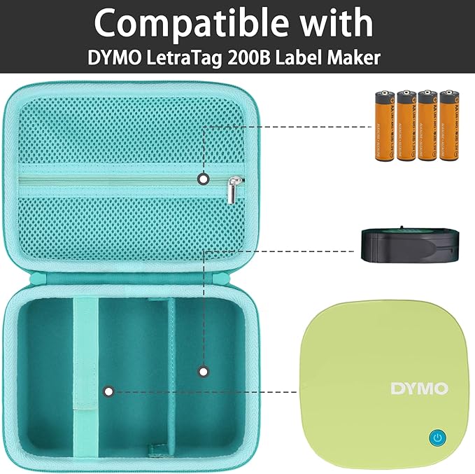 Label Printer Case Compatible with DYMO LetraTag 200B Bluetooth Compact Label Maker(Daydream Blue Case)