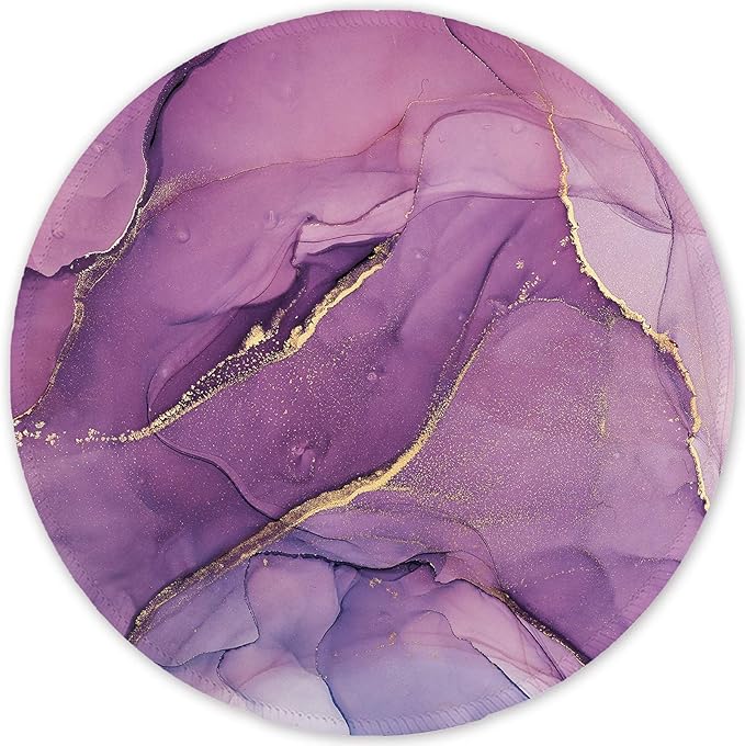 ITNRSIIET Round Mouse Pad with Stitched Edge Premium-Textured Waterproof Non-Slip Rubber Base Desktop Protection Mat Diameter 8.7 inches, Light Purple Marbling