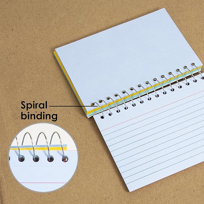 BAZIC Products Ruled Index Cards Book 3" X 5" 100 Count, Spiral Bound Memo, Assorted Color Flashcards, Ruled Lined Card for Memory Reminder (50/Pack), 2-Packs
