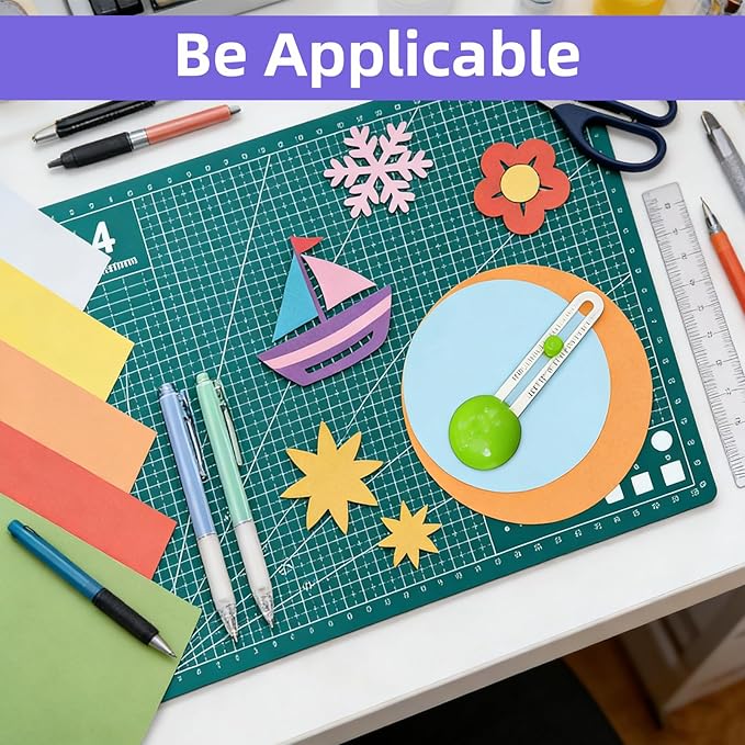 Circle Cutter, Craft Rotary Circle Cutter Compass Cut Paper Trimmer with 3 Replaceable Blades for Art and DIY Crafts, Cards Making Includes 50 Sheets of Cardstock, Cutting Mat and 2 Cutting Pens