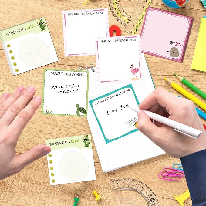 Inspirational Sticky Notes Gifts - 9 Pack Fun Positive Notepads 3x3 Inches, Motivational Self-Adhesive Memo Pads, Office Study Supplies Positive Gift for Teacher Nurse Coworkers (450 Sheets)