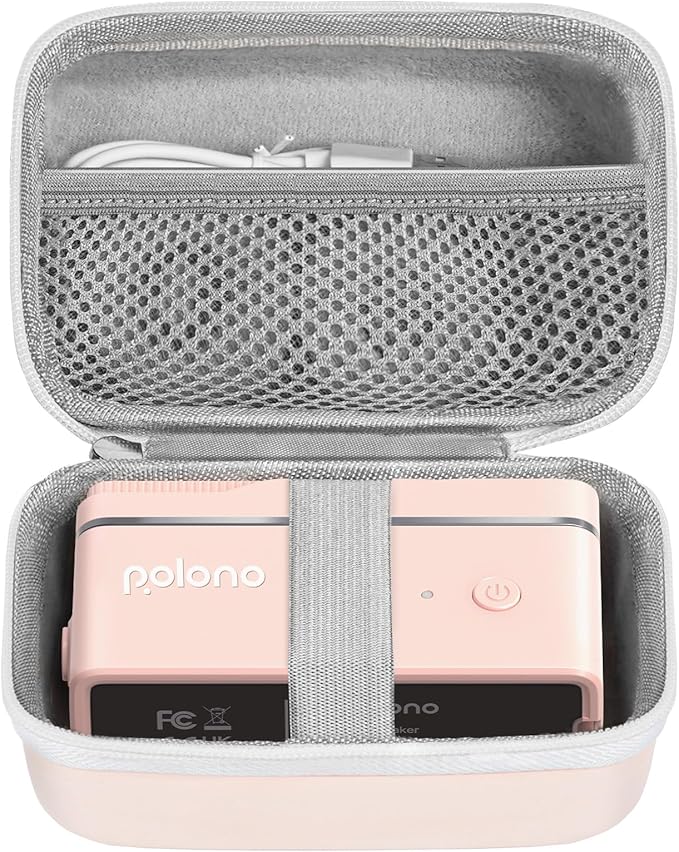 POLONO Genuine Label Printer Case Compatible with P31S and L1-A Label Maker, Hard Carry Label Printer Case for Labeler Makers, Storage Case for Portable Sticker Printer (Case Only), Pink