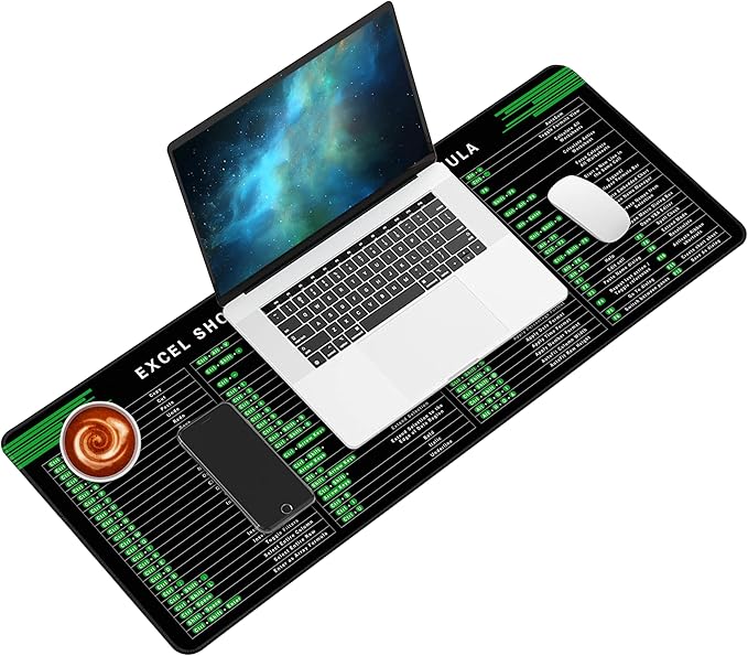 Excel Shortcut Keys Mouse Pad,Desk Mat,Common Software Shortcut Keys Gaming Mouse Pad,Keyboard Mat Office Desk Decor Accessories (excel Shortcut)