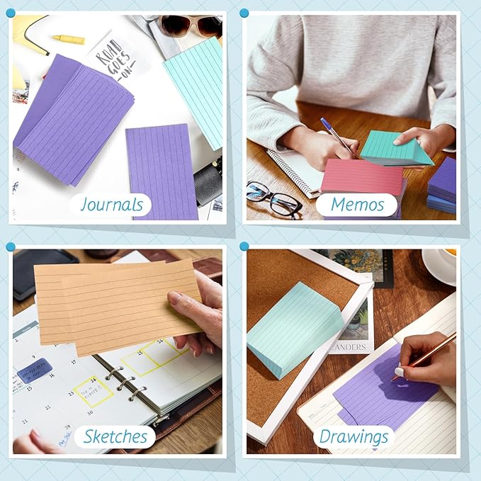Ctosree 1440 Pcs Colored Index Cards 3 x 5 Inch Flash Cards for Studying Lined Study Note Sheets with Printed Ruled on Both Sides for Studying Memory Learning School, 12 Colors(Soft Color)