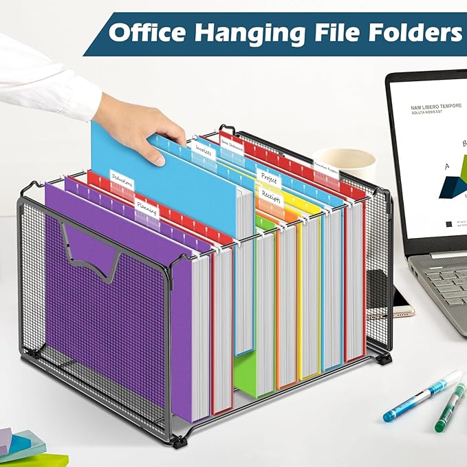 V-Opitos 6 Pack 1 Inch Expansion Hanging File Folders, Letter Size Hanging Folders with 1/5-Cut Adjustable Tab, Extra Capacity Hanging File Folders, Ideal School Classroom, Office Supplies