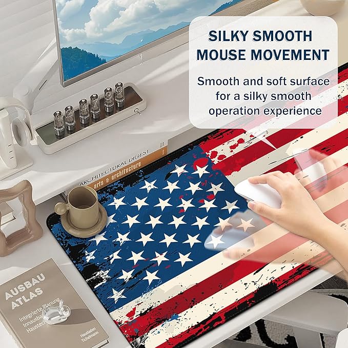 Mouse Pad Gaming - Desk Mat for Keyboard and Mouse - American Antique Flag Large Mouse Pads for Desk, Desks Pad Mat(35.4" X 15.7") with Non-Slip Base, Gaming Mousepad for Game, Office and Home