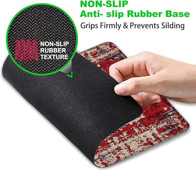 Desk Pad, Vintage Boho Carpet Rug Small Gaming Mouse Pad,Waterproof Non-Slip Rubber Base Desk Mat with Stitched Edge for Gaming Computers Laptop Office 9.4x7.9in