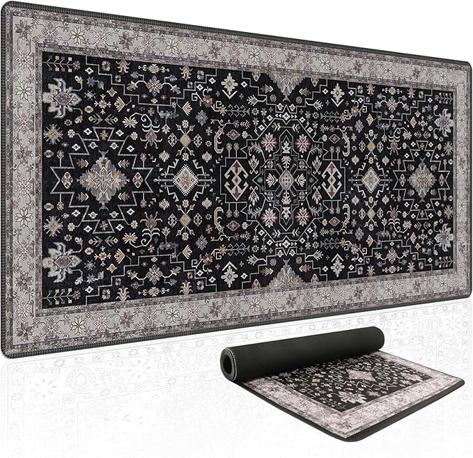 Baziabbo Black Desk Mat,XXL Extended Large Mouse Pad,Gaming Mousepad with Stitched Edge,Non-Slip Rubber Base Keyboard Desk Pad for Home Office Study Game (Black)
