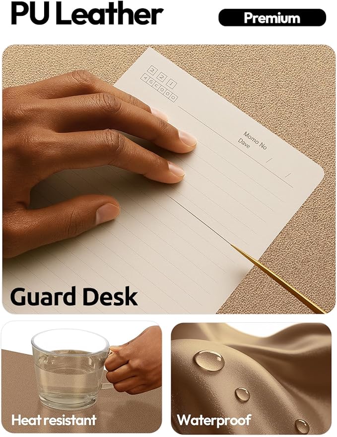 YSAGi Leather Desk Protector, Office Mat, Large Mouse Mat, Non-Slip PU Leather Blotter, Laptop Pad, Waterproof Writing Pad for Office and Home (Bronze, 31.5" x 15.8")