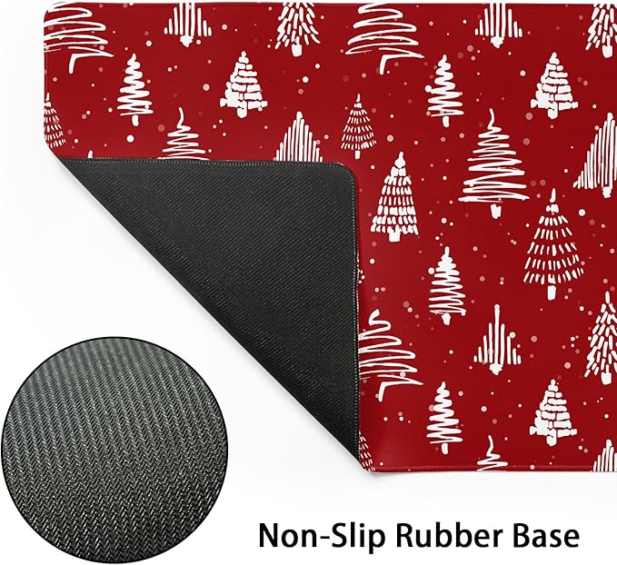 aportt Red Christmas Mouse Pad Christmas Tree Xmas Holiday Winter Extended Desk Mat 90X40 CM Non-Slip Rubber Base Stitched Edge Large XXL Mousepad for Gaming Laptop Computer Desktop 35.4×15.7 Inch