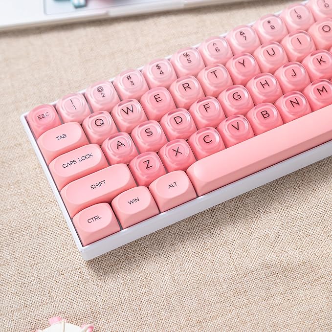 Guffercty kred Jelly Liquid Foundation Keycaps Set 132 PCS,HOA Profile PBT Cute Keycaps 75 Percent Compatible with Cherry MX Switch 60% 65% 75% 100% Mechanical Keyboards (Pink Liquid Foundation)