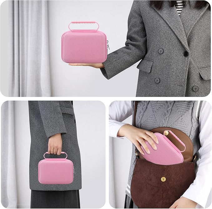 RAIALL Case for ORGSTA S002 Sticker Printer, Travel Bag for Mini Printer Portable Thermal Sticker Printer Label Maker, Label Printer Study Printer Storage Holder for Thermal Paper and Cable, Pink