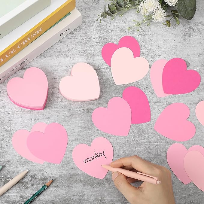 300 Pcs Index Card Heart Shaped Note Cards Blank Index Cards 3x3 Pink Note Cards Colors Study Cards Blank Business Cards Colorful Cardstock Greeting Cards For School Learning Office Game