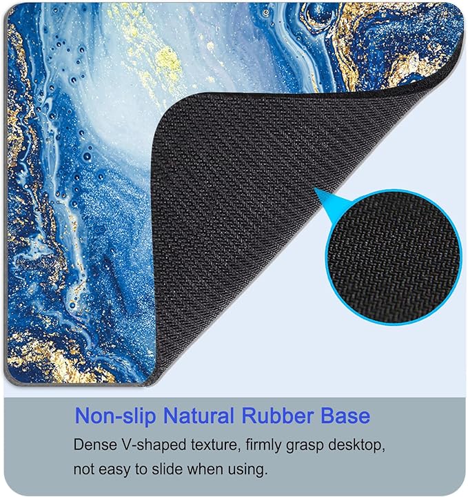 Mouse Pad, Ultra-Smooth Mousepad, 9.5 x 7.9Inch, Non-Slip Rubber Base Computer Mouse Pads, Durable & Washable, Suitable for Office and Gaming (Blue Marble)