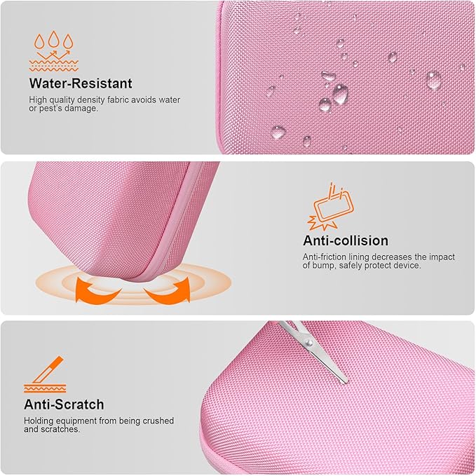 RAIALL Case for ORGSTA S002 Sticker Printer, Travel Bag for Mini Printer Portable Thermal Sticker Printer Label Maker, Label Printer Study Printer Storage Holder for Thermal Paper and Cable, Pink