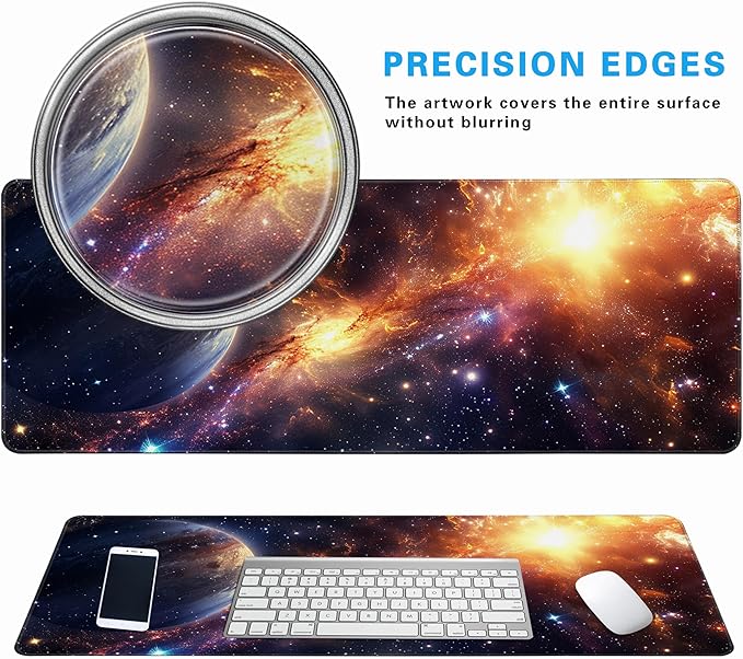 Planet Gaming Mouse Pad, Large Extended Mouse Pad Big Computer Mousepad for Home Office Gaming Work 31.5x11.8inch (Star Star)