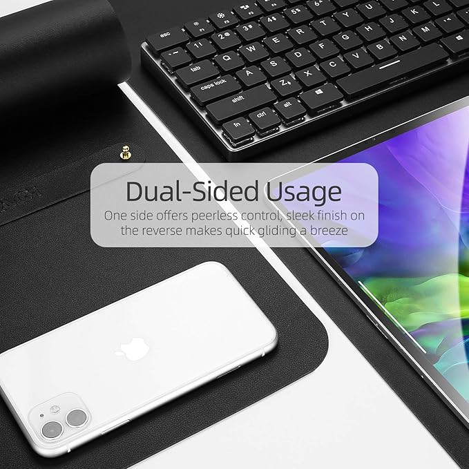 YSAGi Desk Pad, Desk Mat, 31.5" x 15.7" Laptop Leather Desk Pad Protector, Large Leather Desk Blotter for Keyboard and Mouse, Waterproof Desk Writing Pad for Office and Home (31.5" x 15.7", Black)