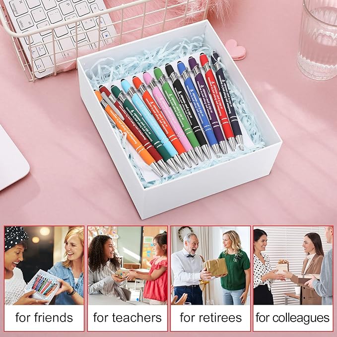 Colarr 24 Pcs Inspirational Pens Bulk Ballpoint with Stylus Tip Pen 1.0 mm Black Ink Smooth Motivational 2 in 1 Ballpoint Supplies Employee Appreciation Gift for Teacher Coworkers (You're Awesome)
